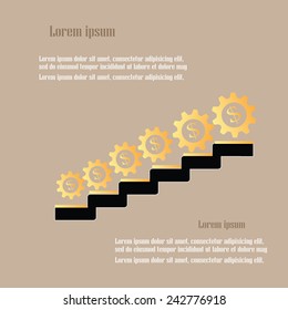 the concept of financial operations vector, business concept vector ,gear and money on stair