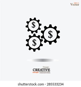 the concept of financial operations vector. business concept vector.gear and dollar.
Vector illustration.

