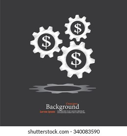 the concept of financial operations vector. business concept vector.gear and dollar. Vector illustration.
