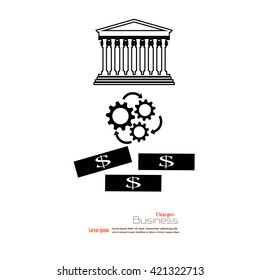 the concept of financial operations vector. business concept vector.gear and dollar. Vector illustration.