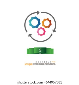 the concept of financial operations vector. business concept vector.gear and dollar.
Vector illustration.