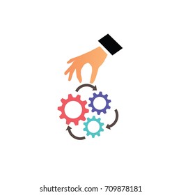 the concept of financial operations vector. business concept vector.hand picking gear  .Vector illustration.