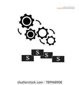 the concept of financial operations vector. business concept vector.gear and dollar.
Vector illustration.
