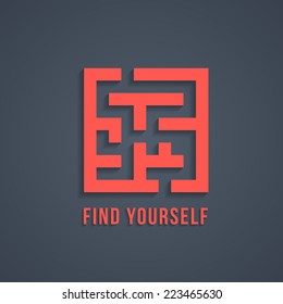 concept of find yourself with maze. modern trendy eps10 vector illustration