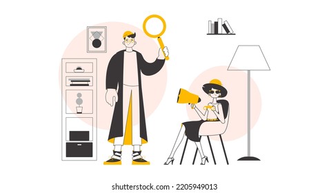 The concept of finding employees. Lineart trendy style. Vector illustration.