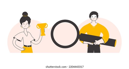 Das Konzept, Mitarbeiter für die Arbeit zu finden. Linienkunst minimalistischer Stil. Vektorgrafik.