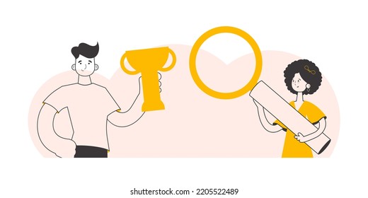 The concept of finding employees for work. Lineart trendy style. Vector.