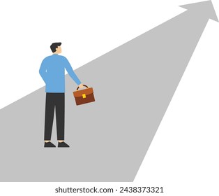 Concept Finding goals, challenges to define business targets concept, motivation to achieve goals, existential crisis to find meaning in life, confused businessman pointing arrow to future goals.