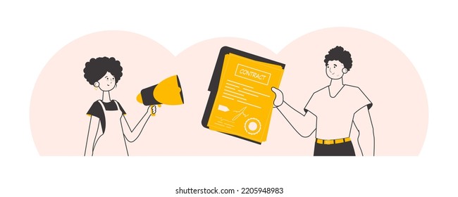 The concept of finding people to work. Lineart trendy style. Vector illustration.