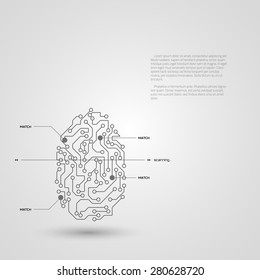 Concept of fingerprint technology identification. Vector illustration.