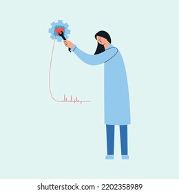 El concepto de primeros auxilios para un ataque al corazón. Ilustración vectorial en estilo plano