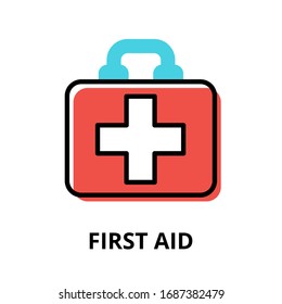 Concept of First Aid icon, modern flat editable line design vector illustration, for graphic and web design