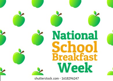 Concept of first full week in March - National School Breakfast Week. Template for background, banner, card, poster with text inscription. Vector EPS10 illustration