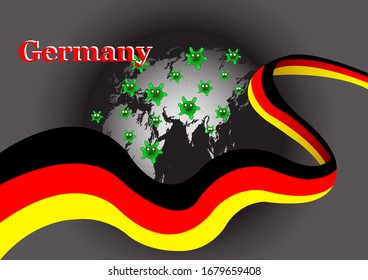 The concept of the flag of Germany and the world has fought the corona virus. Novel Coronavirus (2019-nCoV). Asia-China map infographics. COVID-19.