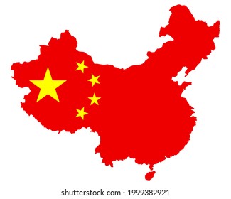 Bandera conceptual en el mapa de China