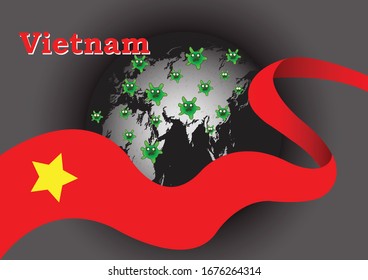 The concept of the flag of Vietnam and the world has fought the corona virus. Novel Coronavirus (2019-nCoV). Asia-China map infographics. COVID-19.