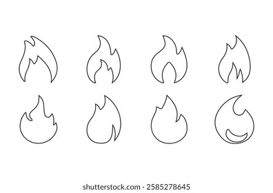 Concept flame fire icon. Line art fire icon. Fire illustration in flat style. Vector illustration EPS 10
