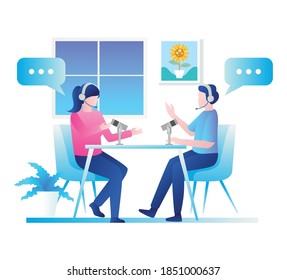 Concept flat design, broadcast with speakers