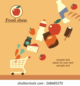  The concept of flat design for food shop. Vector background for your design