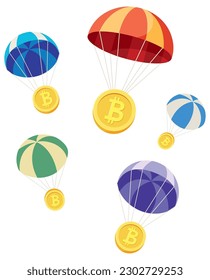 Concept flat design illustration for cryptocurrency airdrop.