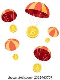 Concept flat design illustration for cryptocurrency airdrop.