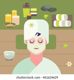 Concept flat design illustration for spa treatment. 
