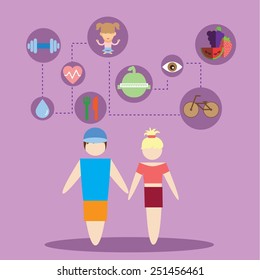  Concept flat icon of sport and health infographic design elements vector illustration
