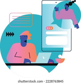 Concept flat illustration for corporate website pages. Corporate profile and team information. Customer support online. Network promotion, Influencer marketing. Flat vector illustration.