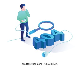 The concept of flat illustration isometric, the system has a 404 error
