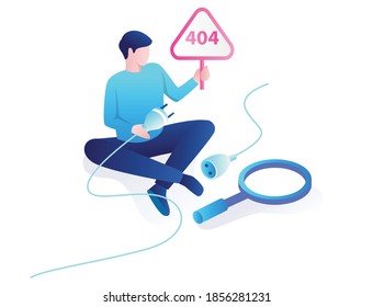 The concept of flat illustration isometric, the system has a 404 error