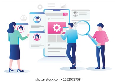 The concept of flat illustration. recruiting a talented work team