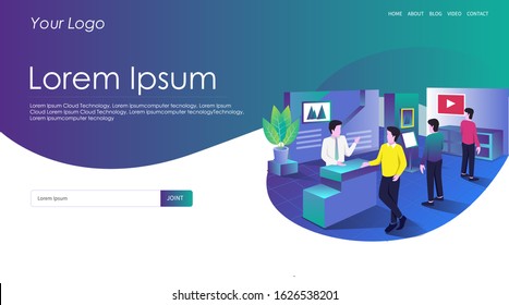 concept flat isometric illustration held meetings and trade shows