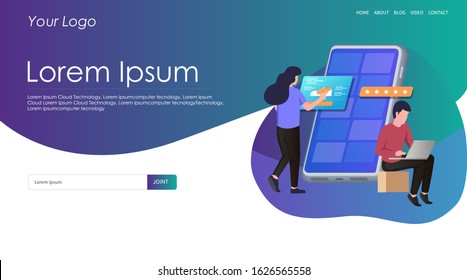concept flat isometric illustration shop online and give the best reviews