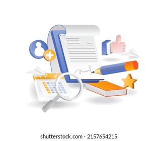 Concepto de ilustración isométrica plana. Firma de una cooperación empresarial