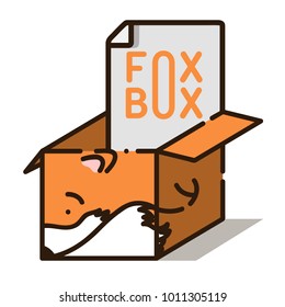 Concept Flat Lineart Logo: Fox Box Emblem