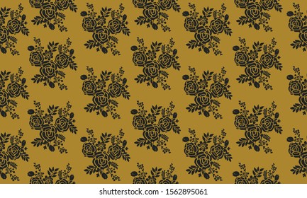 Concept of floral pattern background, black leaf flower frame.