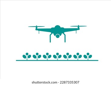 Concept of flying drone for agriculture 4.0 isolated on white background. Perfect for placing over crop photos to illustrate modern agriculture, smart farming