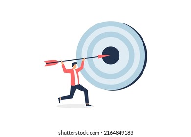 The concept of focus on the target with arrows to achieve the goal. Vector illustration