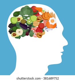 Concept of food helpful for healthy brain