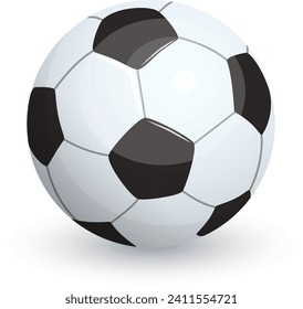 Concept football ball icon for sport exercises, realistic professional equipment sporting cartoon vector illustration, isolated on white. Soccer team play game, international game.