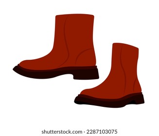 Concept Footwear marsala platform boots shoes. This illustration features marsala platform boots shoes, drawn in a flat vector cartoon style. Vector illustration.