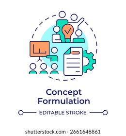 Concept formulation multi color concept icon. Potential application. Technology readiness level. Research stage. Round shape line illustration. Abstract idea. Graphic design. Easy to use in brochure