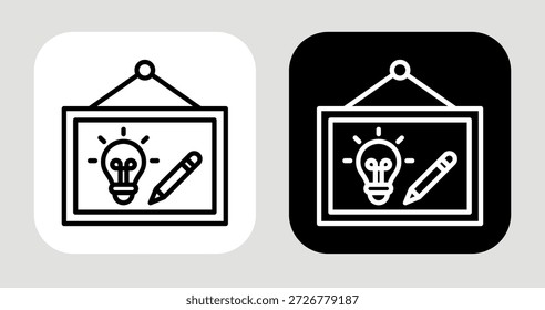 Icono de marco conceptual en estilo de línea blanco y negro