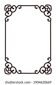 The concept of a frame and page decoration design with a spiral style in the corners