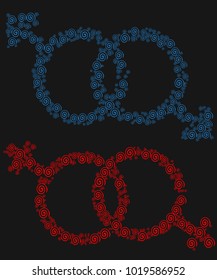 The concept of freedom to choose a partner for relationships, homosexuality. Badges of relations between two women and two men