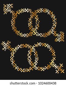 The concept of freedom to choose a partner for relationships, homosexuality. Badges of relations between two women and two men