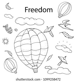 Concept of freedom, doodle vector illustration. 