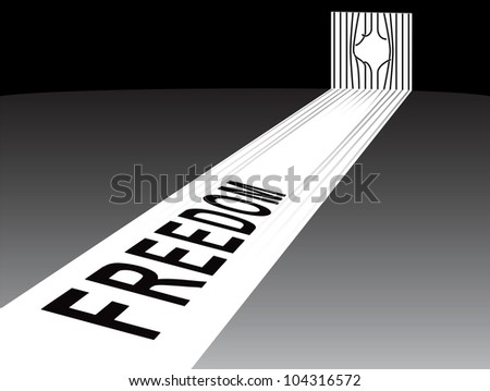 The concept of freedom on a broken grate. Vector illustration.