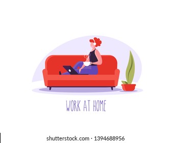 Concept of freelance, online business, social media, online education, profile and working space. Flat cartoon vector illustration. Can use for web, banner, character images.