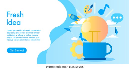 Concept of Fresh Idea, vector illustration in flat design. Concept of idea and innovation.